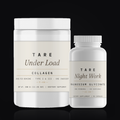 TARE The Two Without Creatine — Under Load collagen tub and Night Work magnesium glycinate bottle